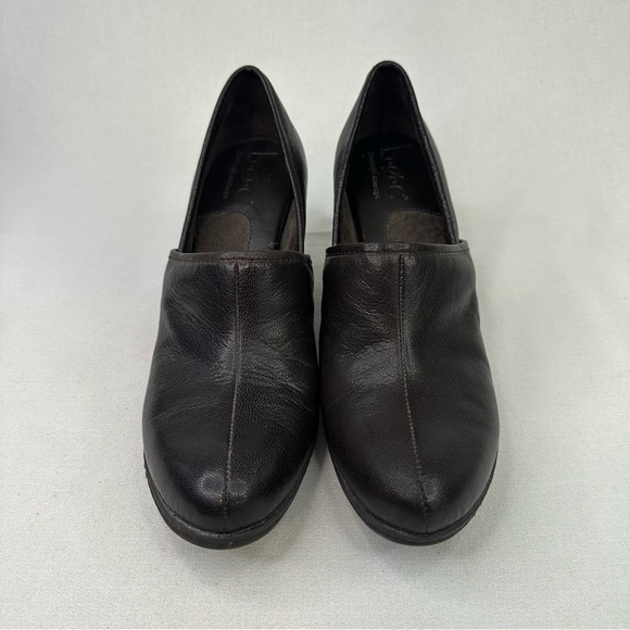 Boc Brown Leather Slip On Block Heel Shoes 8 - Picture 2 of 16
